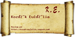 Kozák Eulália névjegykártya